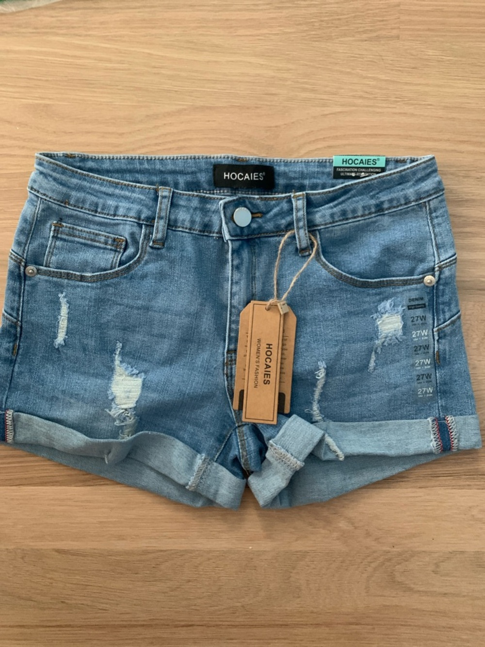 NWT Women's Juniors Mid Rise Jean Shorts Folded Hem Denim Shorts